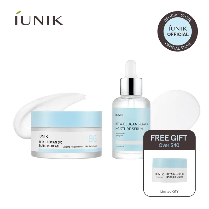 [IUNIK Official] Beta Glucan Barrier Recovery Duo | Beta Glucan Serum + 3X Barrier Cream | Deep Moisture & Barrier Repair for Dry, Sensitive Skin | Korean Skincare, K-Beauty