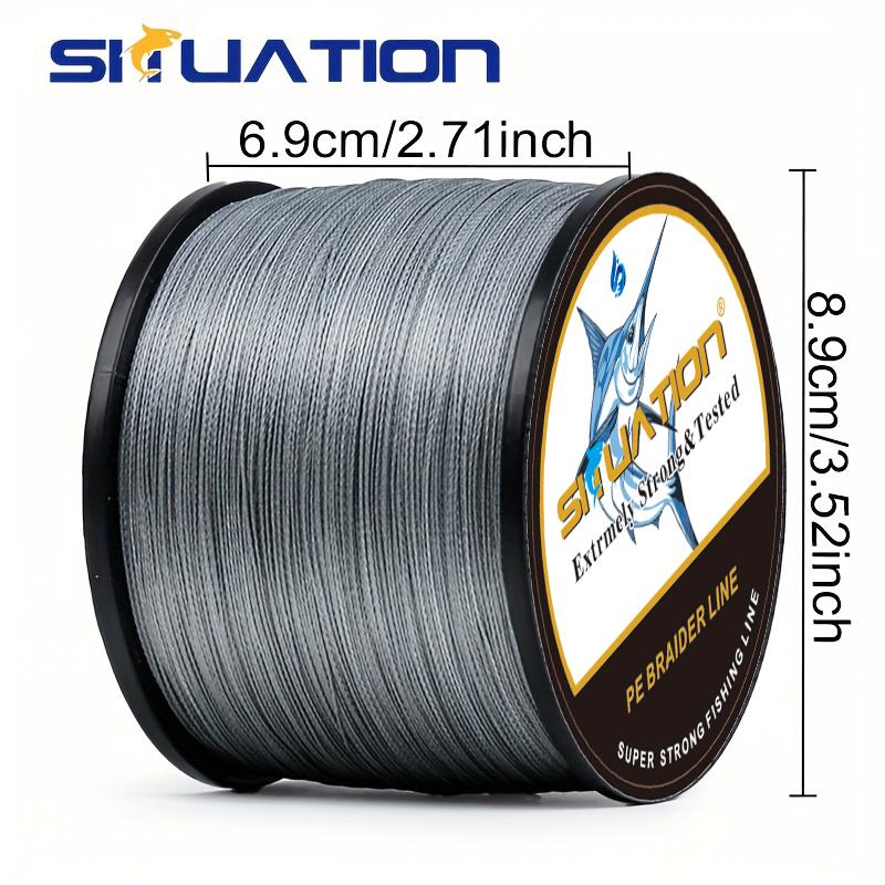 SIIUATIONA 300M/328YDS 500M/546YDS super strong fishing line, 4-strand multi thread PE wear-resistant braided line, 12 25 40 60 80 100 LB smooth long casting 100% Pe black braided fishing line, incredible super line zero stretch