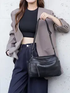 Women's Vintage Leather Crossbody Shoulder Bag, Waterproof Adjustable Strap, Durable Fashion Accessory for Daily Commute