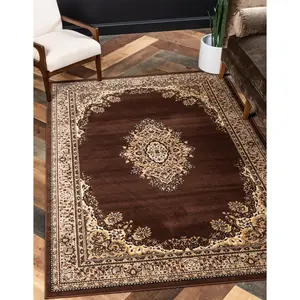 Brown Mashad Design Rug