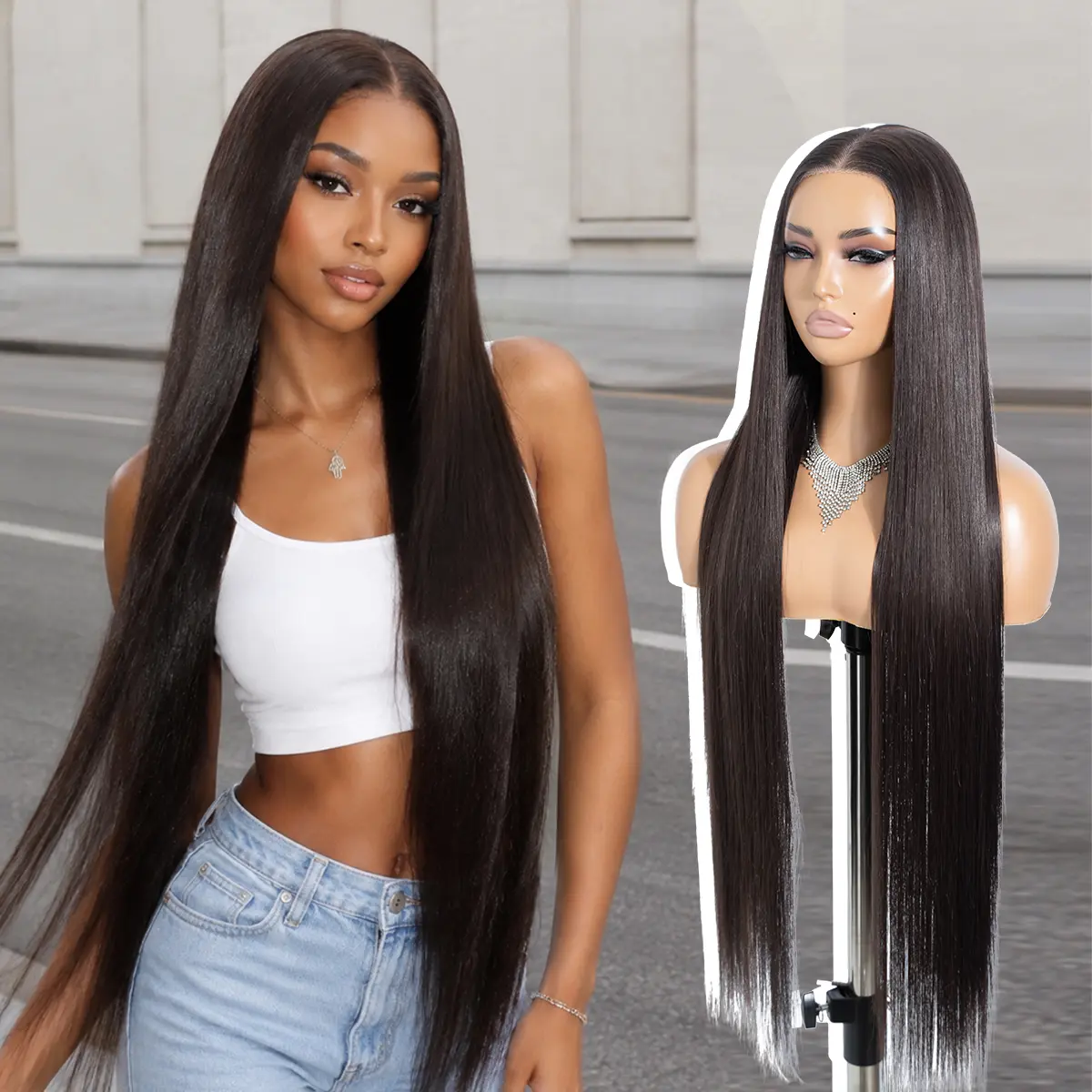 【Limited Stock】Style Icon 9x6 Wear and Go Glueless Straight Wig 36 Inch Synthetic Lace Wig Pre Cut Plucked Invisible Knots Wig For Women