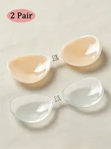1/2 Pairs Women's Spring Adhesive Bra Snug Fit Strapless Sticky Invisible Silicone Bra for Backless Dress, Comfort Gift for Her, Girls Accessories, Lady Underwear，Fashion Lingerie Accessories for Women，Washable & Reusable，Classic Daily Wear