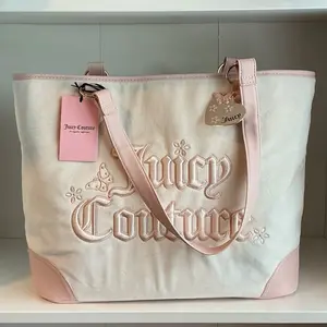 Juicy Couture Soft White-Pink "Juicy In The Sky" Butterfly Tote Bag