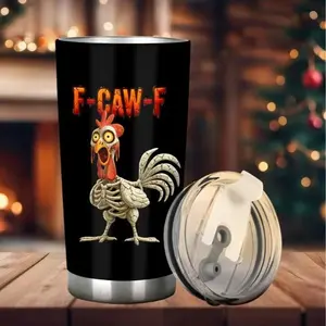 [BNB Halloween Gift 2025] Skull Chicken Black Tumbler 20 oz, F-Caw-F Chicken For Halloween, Humorous rooster Tumbler, Drinkware Coffee Cup, Rooster, Chicken, Trending Cup Gifts for Birthday Halloween Valentines Mothers Day Christmas