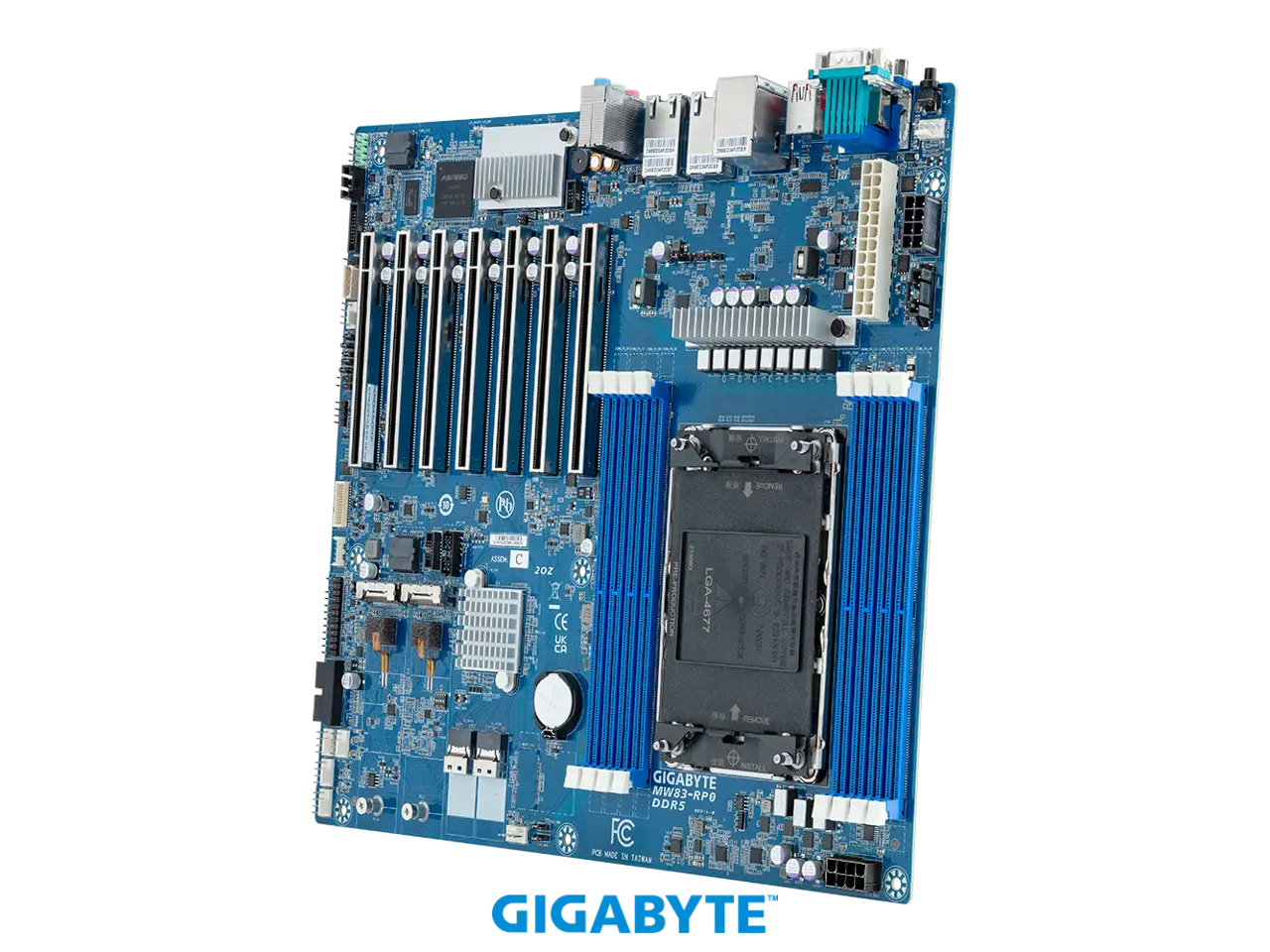 Gigabyte MW83-RP0 Intel® Xeon® W Workstation Board, Single processor, LGA 4677, Intel® W790 Chipset, 8-Channel DDR5 RDIMM/3DS-RDIMM, 8 x DIMMs, ASPEED® AST2600 BMC.