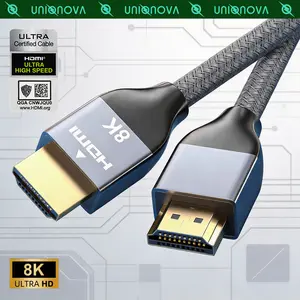 UNIQNOVA 8K HDMI 2.1 Cable 48Gbps, Certified Ultra High-Speed HDMI Cable Upgraded Woven Cable Body,8K60Hz 4K120Hz Audio Video Cable with 144-strand Al-Mg Shielding,HDCP 2.2&2.3, eARC HDR 10 Dolby Compatible with PS5/Blu-ray/Roku TV/Switch 2/Mac mini/PC