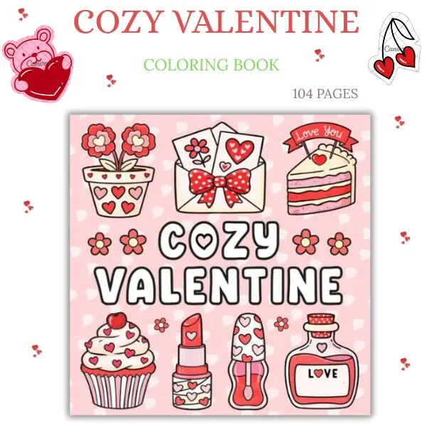 Valentine's Day Coloring Book for Kids Ages 6–12 Cute Cozy Valentine Pages Fun Heart Love Designs Perfect Gift for Boys Girls 8.5 x 0.24 x 8.5 inches