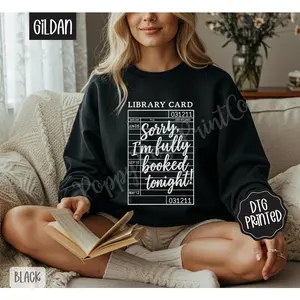 FullyBookedTonightSweatshirt,TrendyWomen'sBookReadingCrewneck