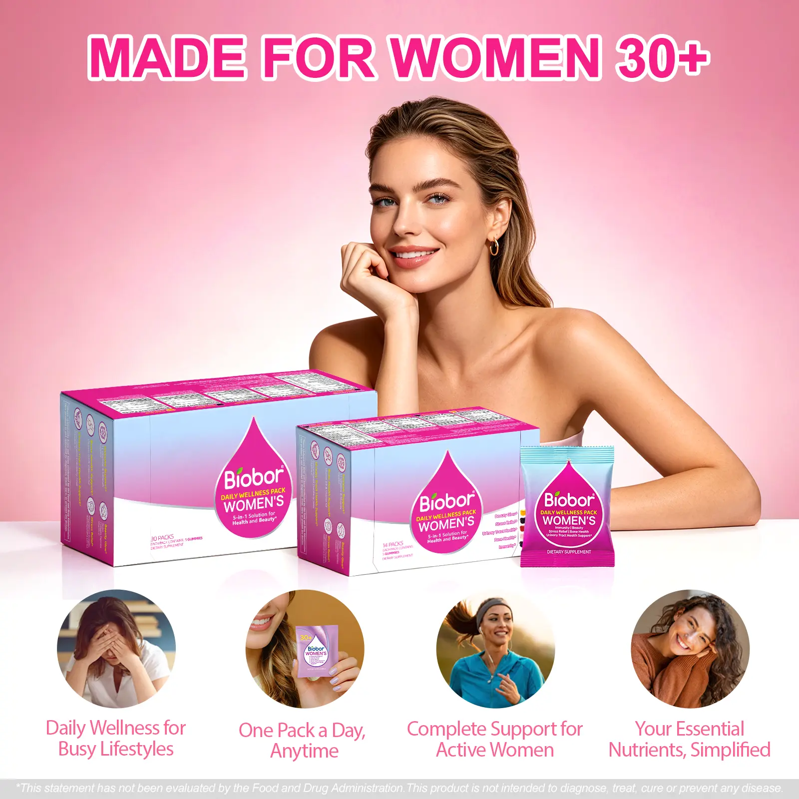 Women’s Daily Nutrition Pack , 14-Day Gummies Pack with Biotin & Collagen, Magnesium & Ashwagandha, Cranberry Vitamin C, Vitamin D3 K2 | 5-in-1 Beauty, Mood, Immune & Bone Support
