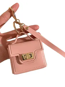 Bright Leather Keychain Bag, Key Holder, Portable Small Purse, Compact Size, Wireless Earphone Case, Multi-Functional Coin Wallet, Fashionable Mini Bag, Fashionable Versatile Purse