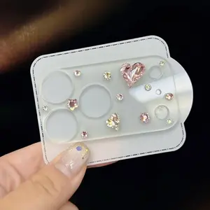 Korean Cute Glitter HD 3D Pink Heart Decal iPhone Lens Film for iPhone 17 17Pro Max Protective Ring for Rear Camera Lens