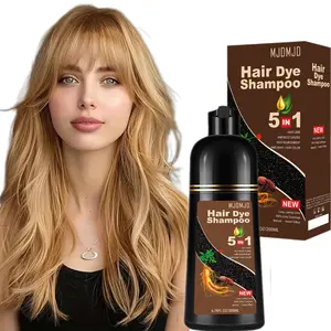 Light Brown 5-in-1 Hair Dye Shampoo, Herbal Hair Color for Gray Coverage, Long-Lasting Semi-Permanent Formula, Easy Home Use for Women & Men, 200ml