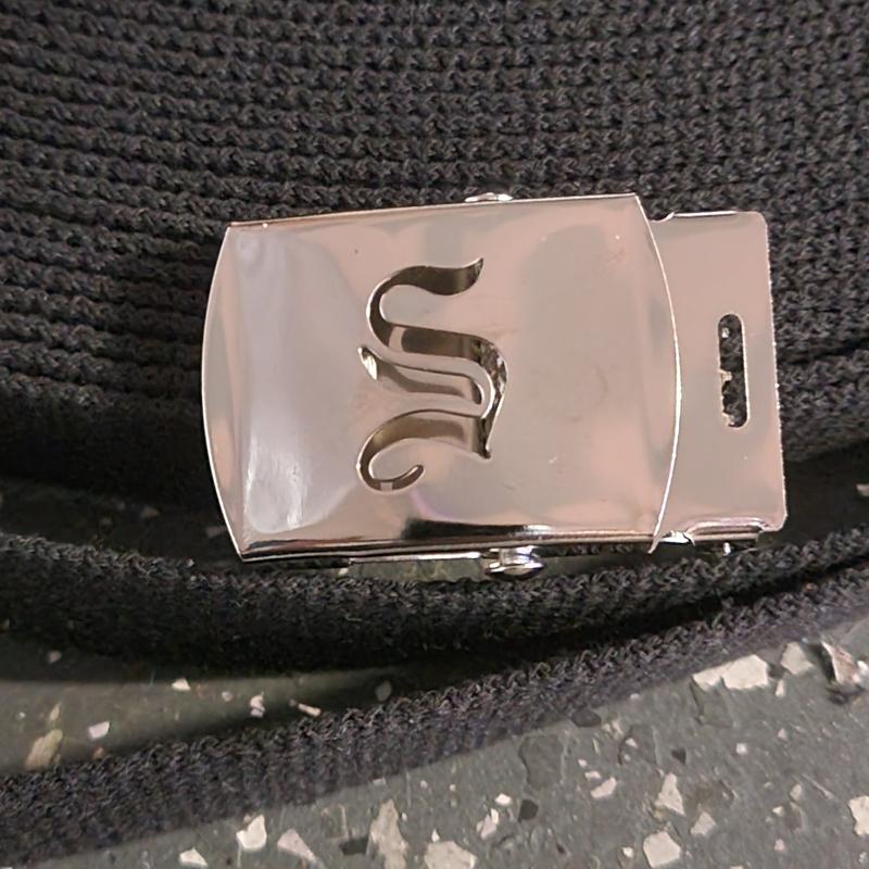 Initial letters Canvas Military Web Black Belt 55 inch & Silver Buckle Initial letters Canvas Military Web Black Belt 55 inch & Silver Buckle