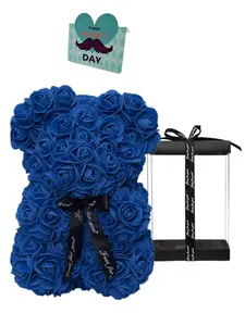 Father's Day Gift Box, Basic Bow Pe Rose Flower Bear, Perfect Present for Dad, Elegant Father's Day Gift Set, Thoughtful Housewarming Gift