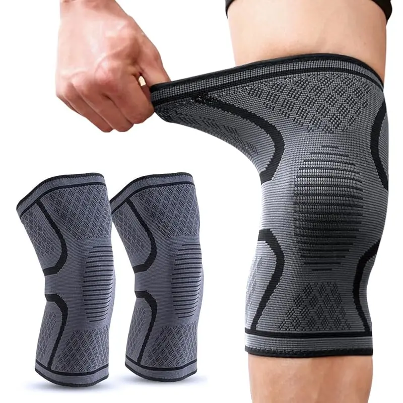 Knee Compression Sleeve for Pain Relief, Textured Nylon Joint Support Brace for Men & Women, Breathable for Running & Exercise, Nylon Fabric, Double-Texture Knitting