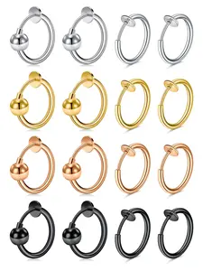Fake Nose Ring Hoop, Fake Septum Faux Nose Ring for Non Pierced Nose, Cuff Tragus Earring Clip on Fake Nose Jewelry, Body Jewelry for Women Men