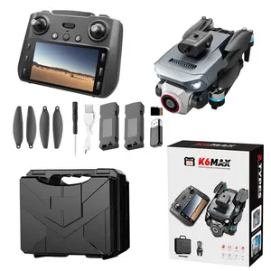 k6 max Smart Foldable 2.4G HD 2k Drone with Screen Remote Controller, Brushless Motor, Electrically Adjustable Camera, Intelligent Positioning sport camera  optical flow obstacle avoidance BLACK