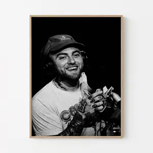 Mac Miller Studio Poster – Iconic Rap Artist Wall Art Print in Black & White
