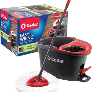 O-Cedar Easy Wring Microfibre Mop & Bucket System Hands-Free Wringing for Household Cleaning with Durable Microfibre Mop and Convenient Bucket Design
