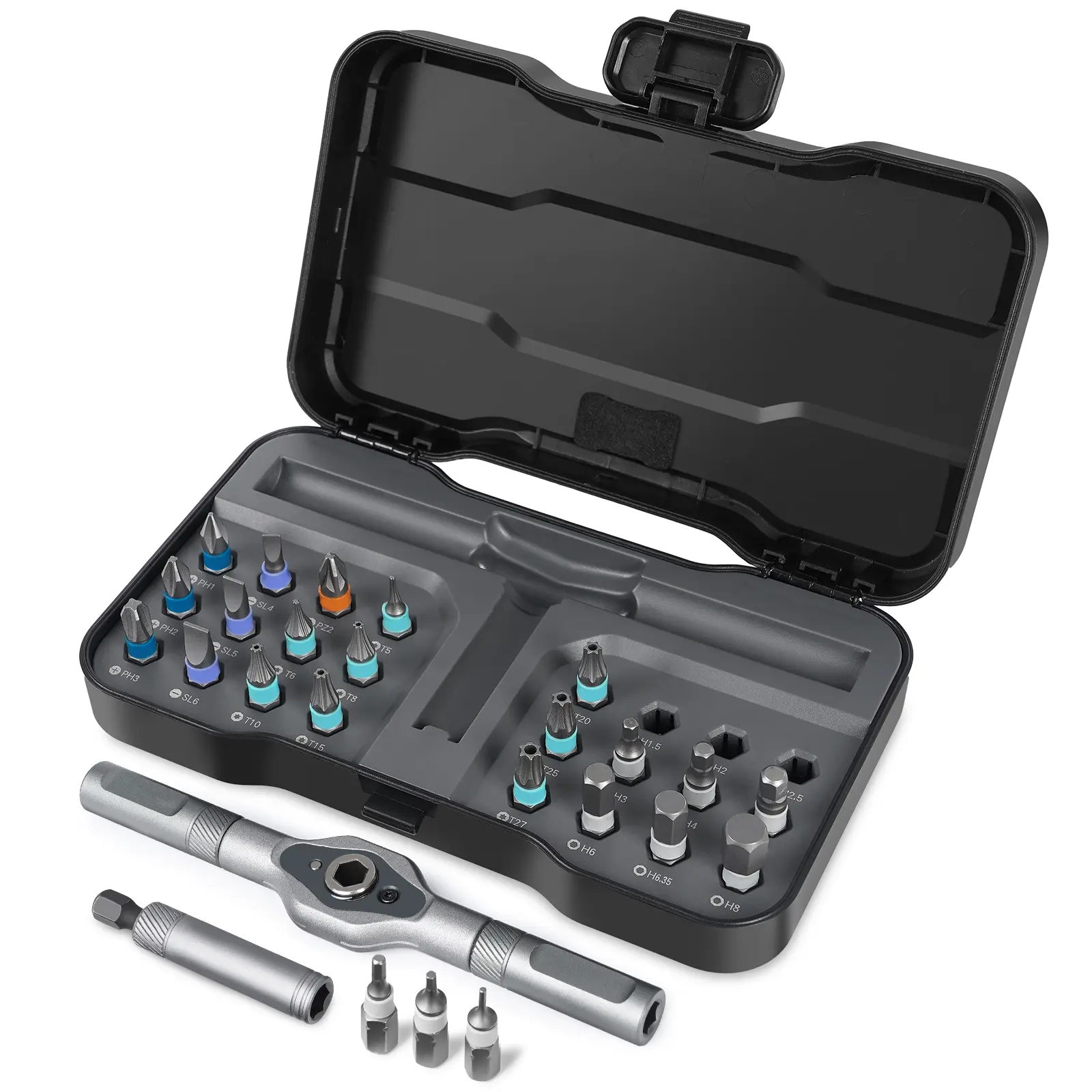 24 in 1 DlY Screwdriver, Switchable Magnetic Screwdriver Set, Compact Portable and Multifunctional Ratchet Screwdriver Set Home Repair Tool Box