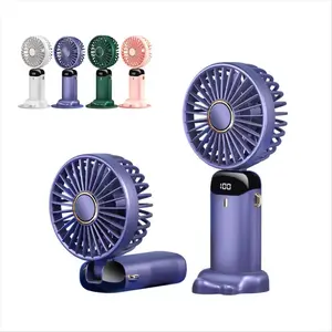 Handheld Turbo Fan with Phone Holder, Handheld Cooling Fan Folding Fan Usb Rechargeable Fan with Digital Display, Silent Fan for Outdoor Travel Office, Portable Multifunction Mini Fan, Cordless Oscillating Fan, Usb Powered Fan