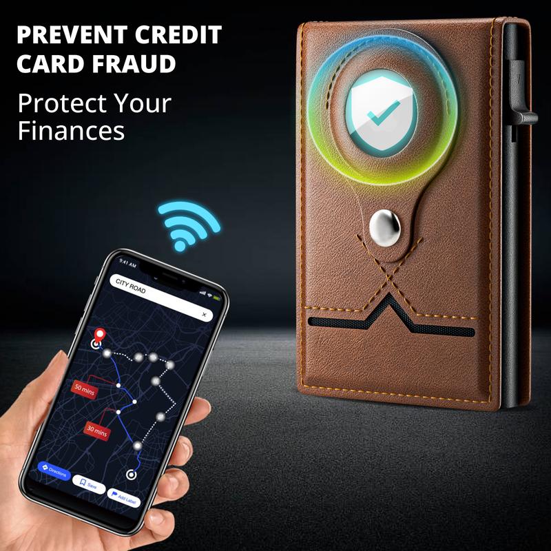 Mens Wallet Card Holder - Smart Leather Magnetic Wallet for Men, Pop Up Card Case, RFID Blocking, Slim, Minimalist, Front Pocket, 6-12 Card Capacity