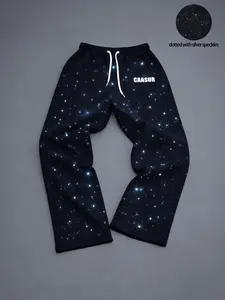 CAASUR Starry Sky Print Loose Sports Pants — Thick Straight-Leg Casual Pants, Loose Wide-Leg Fit, Streetwear Aesthetic, Everyday Casual Wear, Hip-Hop Dance Style, Skateboarding Style, Versatile Unisex Bottoms, Street Fashion, Home Loungewear
