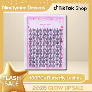 Ninetynine Dreams 100PCs Butterfly Lashes | 10–14mm C+ Curl Spiky Anime Manhua Style False Eyelashes, Waterproof Long-Lasting Reusable DIY Clusters — Ultra-Thin Band, Lightweight & Beginner Friendly Individual Trendy Douyin Makeup Eyelashes