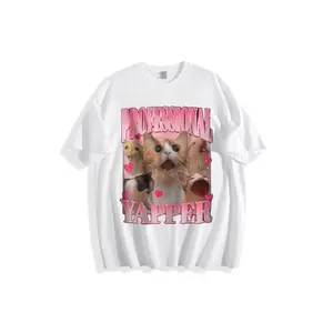 Professional Yapper Cat & Dog Graphic T-Shirt - Casual Crew Neck Cotton Tee, Super Soft, Summer Breathable Top - Playful Whimsical Animal Design with Pink Text & Hearts, Cute Pet