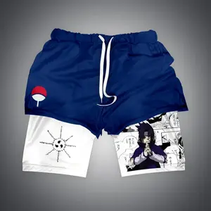 Anime Gym Shorts Men Women  3D Print 2 in 1 Quick Dry Breathable Sports Training Compression Shorts