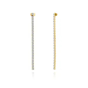 Long Crystal Tassel Earrings for Women, Silver and Golden Rhinestone Dangle Earrings, Sparkly Statement Jewelry for Wedding Party Date Night Gift