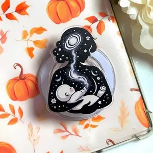 Celestial Motherhood MagSafe Phone Grip, Cosmic Mom and Baby Magnetic Pop Socket Kickstand for Phone & Kindle, Gift for New Mom
