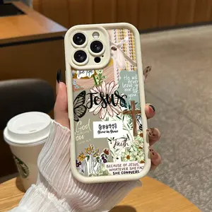 Vintage Flower Christ TPU Phone Case, Fashionable and Elegant, Christian Phone Protection Case, Suitable for iPhone 17 Air 16 15 14 Plus 13 12 11 Pro Max Plus XR X S Samsung Galaxy S25 S24 S23 S22 Phone Case - ZQ115