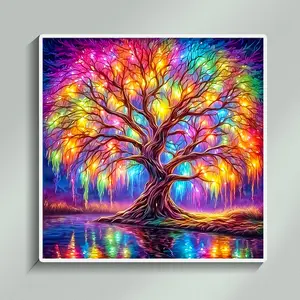 Tree of Life Diamond Painting Kit for Adults, Full Round Diamond Art Kit for Beginners, 5D DIY Gemstone Arts and Crafts Home Decor 35x35cm/13.78x13.78inch