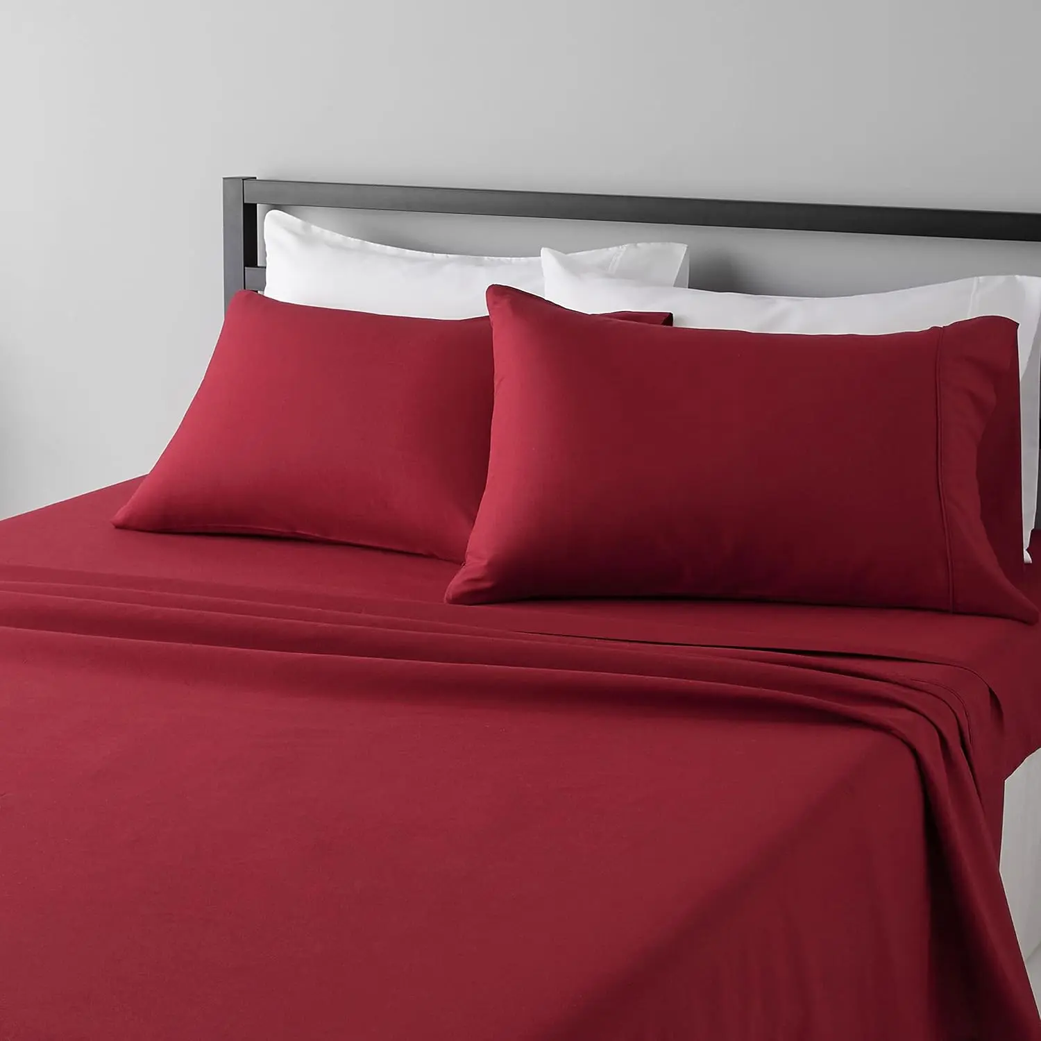 Burgundy Classic Wrinkle-Resistant Brushed Microfiber 4-Sheet Set - 14-In Deep Pockets, Lightweight, Breathable, Machine Washable, All-Season Easy-Care Bedding Sheets