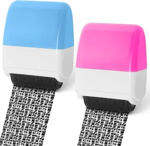 Colored Sand Epoxy Floor Paint Trending 2Pcs Privacy Roller Stamps | Identity Protection Stamp for ID Blockout & Address Blocker | Wide Rolling Security Stamp | Pink & Blue