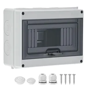 8 Way Circuit Breaker MCB Distribution Protection Box, IP65 Waterproof ABS Plastic Breaker Electrical Box and Transparent Cover