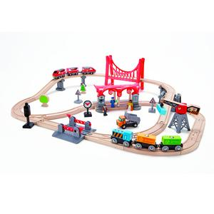 Hape Wooden Busy City Train Rail Set