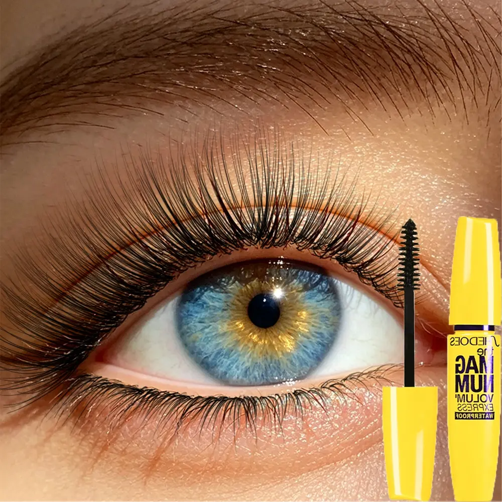 Waterproof Volumizing Enhancing Mascara, Slender Curling Mascara, Long-Lasting No Smudge Black Mascara, Jumbo Volume Express Mascara for All-Day Wear, Longwear Mascara