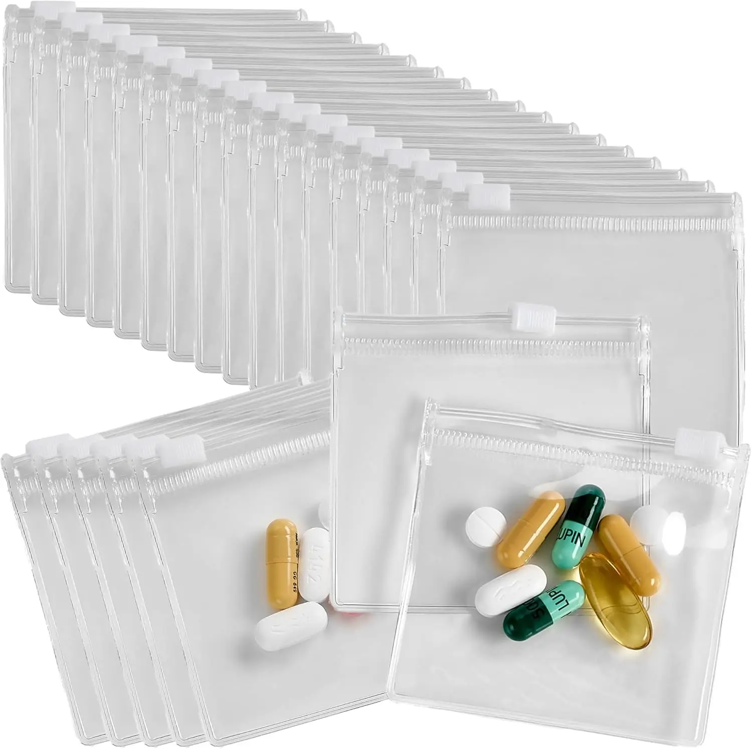 Clear Reusable Pill Storage Bags, 10 Counts Dustproof Zipper Pill Pouch Set, Portable Self Sealed Medicine Organizer, Vitamin Organizer, Supplement Organizer for Home & Travel, Summer for Gift, Pouch Organizer, Valentine's Day Gift