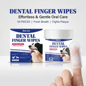 EelJoy Dental Finger Wipes for Pets - Gentle Ingredients for Oral Health - Remove Stains Whiten Teeth Reduce Tartar Plaque - 60 Pieces - Sodium Bicarbonate & Sorbitol Formula
