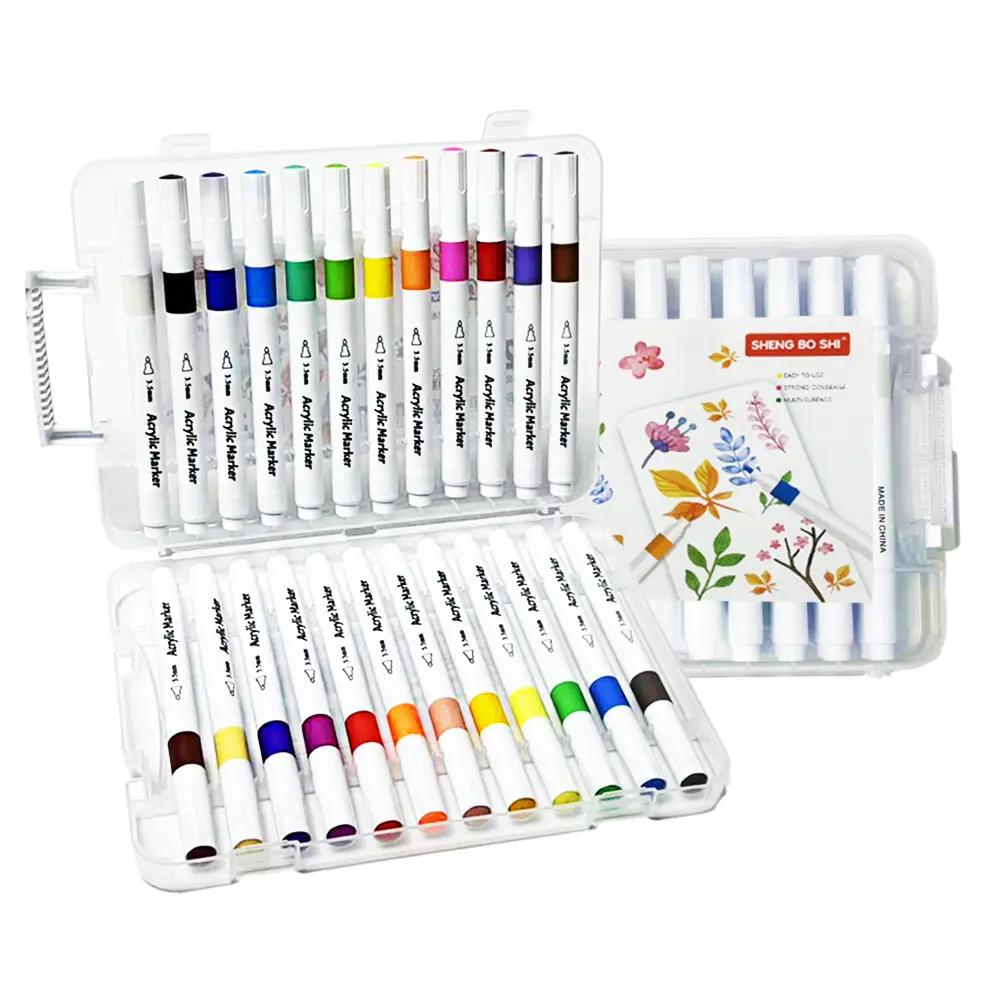 Acrylic Paint Markers (Acrylic Painting Pen), 12/24/36/48/60-Color Waterproof Opaque Art Pens, High-Coverage Office Art Supplies for Students DIY on Rock, Glass, Canvas, Black Paper