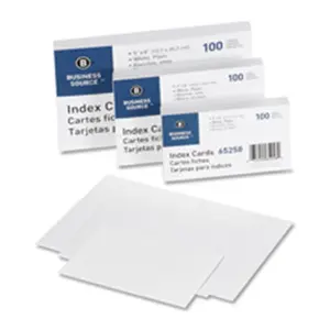 Business Source Durable Plain Index Cards, 90lb, 5"x8", 100/PK, White Office Stationery for Computers & Office Equipment Use, Durable Card