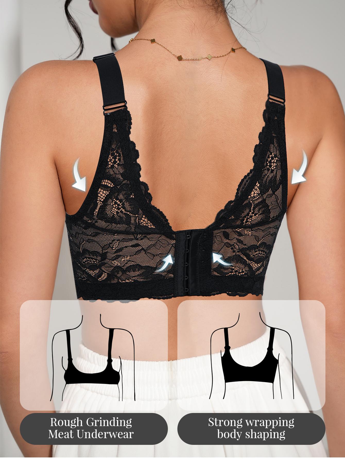 3PCS Lace Underwire Push-Up Bra - Anti-Sag, Wide Adjustable Straps, Comfort Breathable Elegance Elastic Lingerie, Versatile Wear Date Gift Bridal Everyday