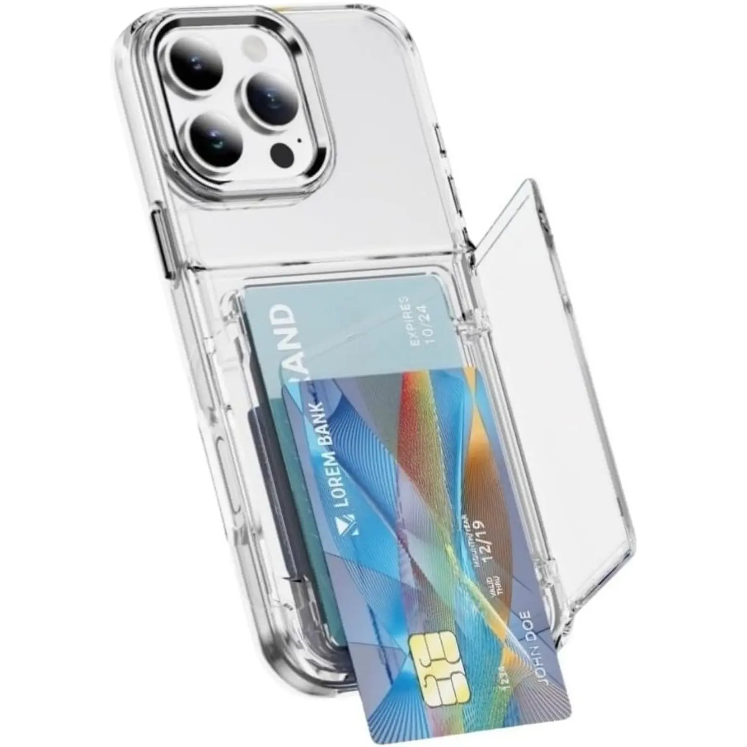 Transparent Card Slot Case with Card Holder, Protective Smartphone Accessory Compatible with iPhone 15/15 Pro/15 Plus/15 Pro Max