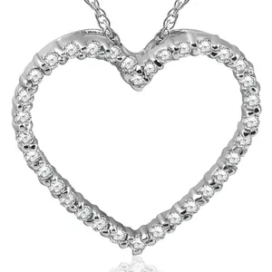 10K White Gold 1/2ct Lab Grown Diamond Heart Pendant 18" Necklace