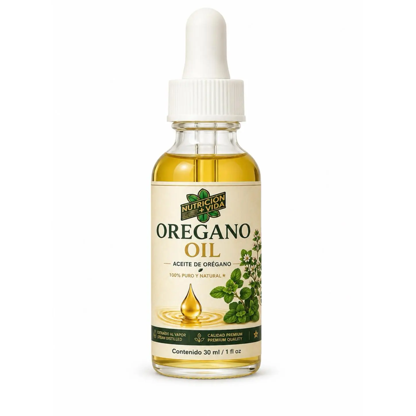 Nutricion+Vida Oregano Oil 30ml - 100% Pure and Natural Essential Oil for Health and Wellness