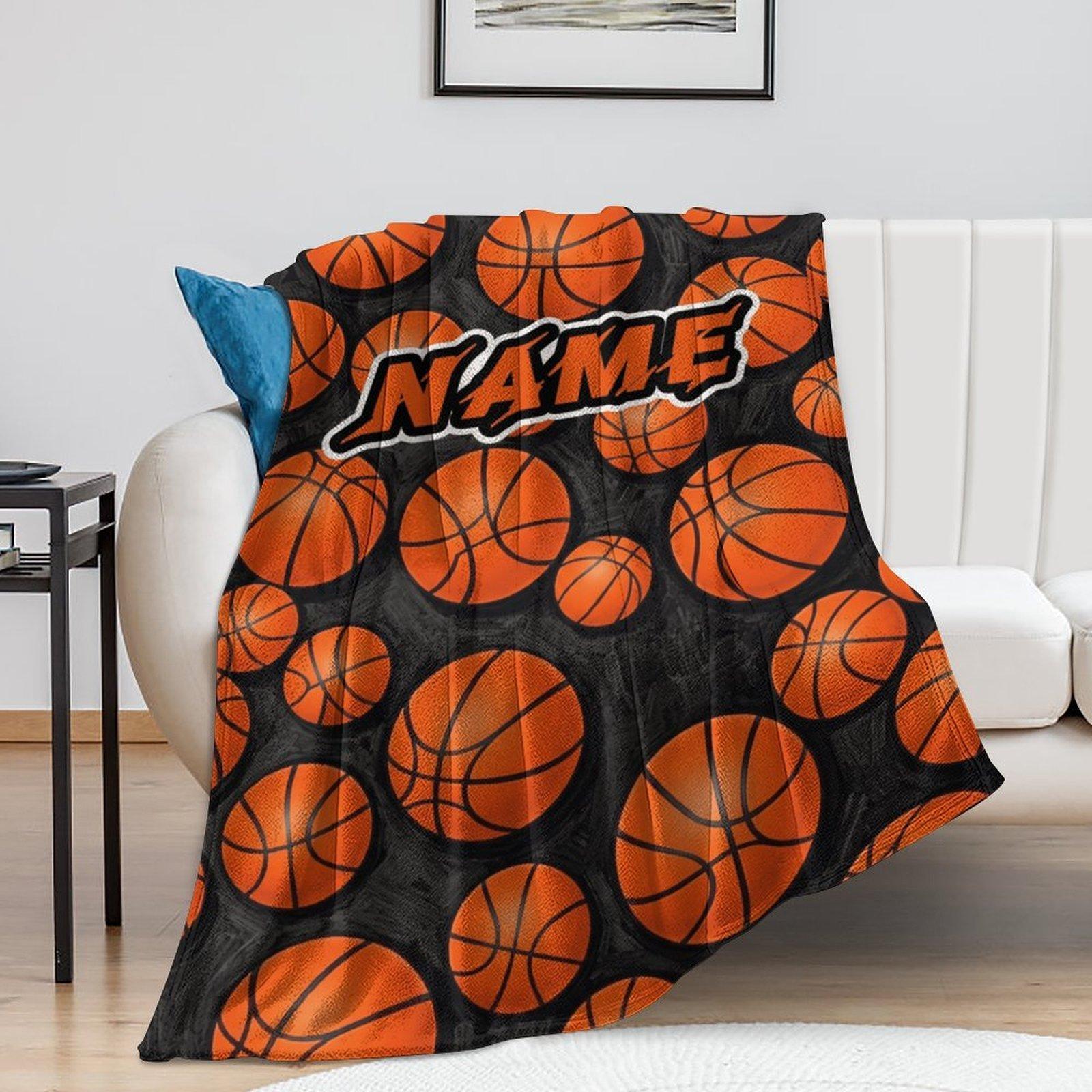 Custom Name Basketball  Themed Blanket ,Personalized Name Gift ,Suit for The Sofa, Bed, Travel, Camping, Living Room, Office, Chair，Gifts for Family or Child  ,Friend , Send your custom text via shop chat to personalize