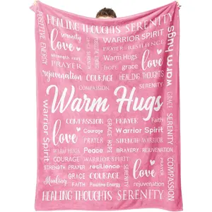 Warm Hugs  Blanket - Breast Cancer Gifts for Women, Get Well Soon, Cancer Care, Feel , Think of You, Sympathy  for  Sister, Soft Comfort Throw Blankets 50" x 60"