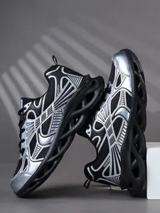 Men's Sporty Sneakers, Phantom Tech Future Design, Silver Color Accents, Shock Absorbing Sole, Ideal for Light Sports & Street Commute